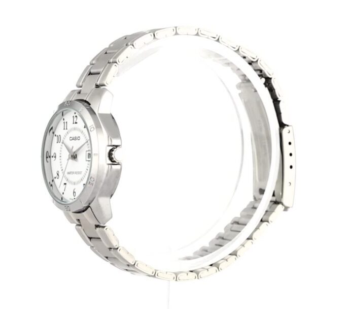 Montre Casio Femme - LTP-V004D-7BUDF - Bracelet Gris En Acier Inoxydable - Cadran Blanc - 12 Mois De Garantie