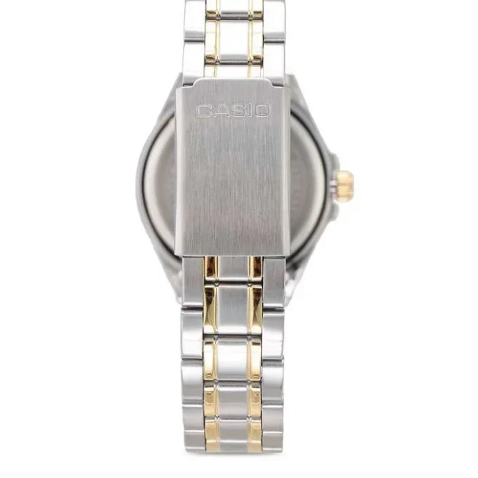Montre Casio Femme - Bracelet Gris/Dorée En Acier Inoxydable - Cadran Blanc - 12 Mois De Garantie - Ltp-1308Sg-7Avdf