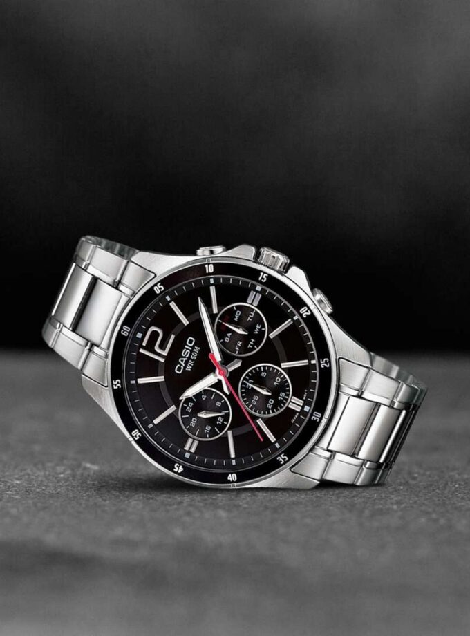 aiwatch_MTP-1374D-1AVDF - Montre Casio Homme - Bracelet Gris En Acier Inoxydable - Résistante À L'Eau - 12 Mois De Garantie - Mtp-1374D-1Avdf