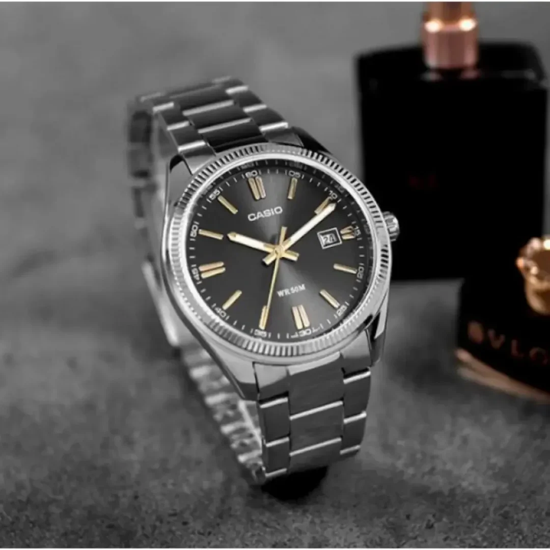 aiwatch_MTP-1302D-1A2VDF - Montre Casio Homme - Bracelet Gris En Acier Inoxydable - Résistante À L'Eau - 12 Mois De Garantie - Mtp-1302D-1A2Vdf