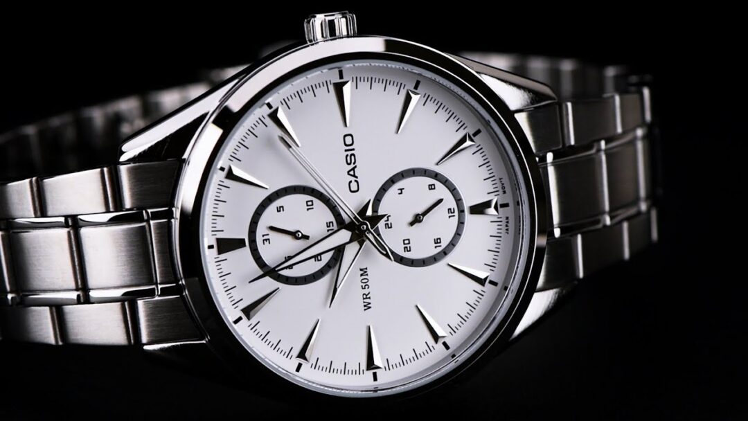 aiwatch_MTP-SW340D-7AVDF - Montre Casio Homme - Bracelet Gris En Acier Inoxydable - Cadran Blanc - 12 Mois De Garantie - Mtp-Sw340D-7Avdf