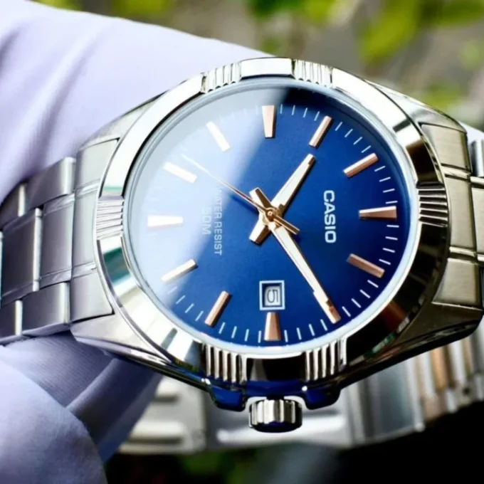 aiwatch_MTP-1308D-2AVDF - Casio Montre Homme MTP-1308D-2AVDF - Bracelet en acier inoxydable - Argent/Bleu