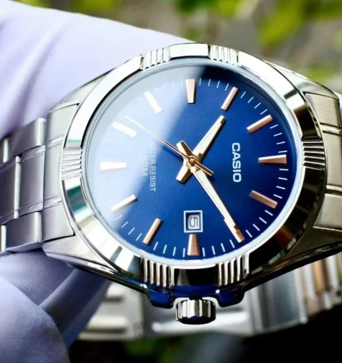 aiwatch_MTP-1308D-2AVDF - Casio Montre Homme MTP-1308D-2AVDF - Bracelet en acier inoxydable - Argent/Bleu