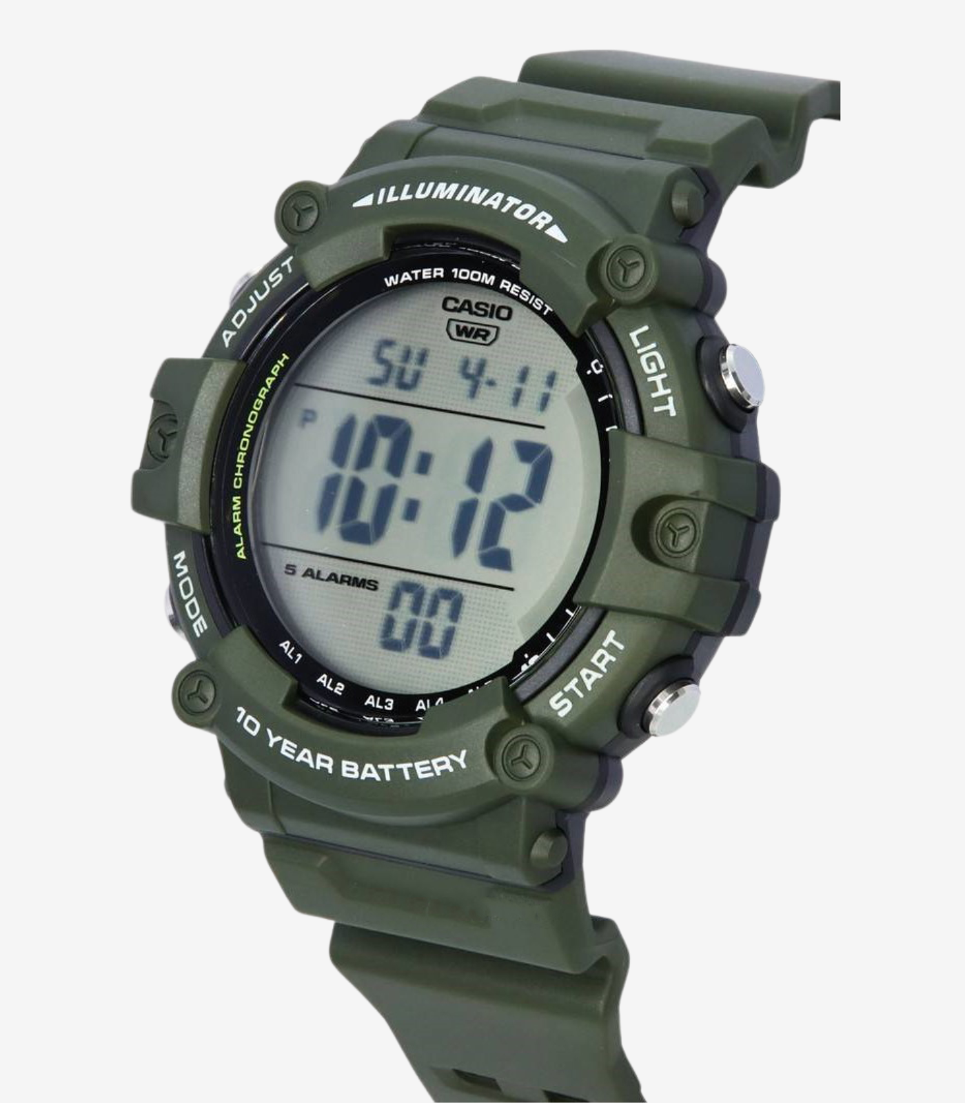 montre homme casio bracelet noir en résine résistance À l'eau 100 mètres ae 1500whx 3avdf