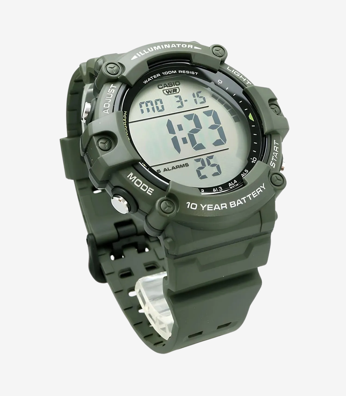 montre homme casio bracelet noir en résine résistance À l'eau 100 mètres ae 1500whx 3avdf