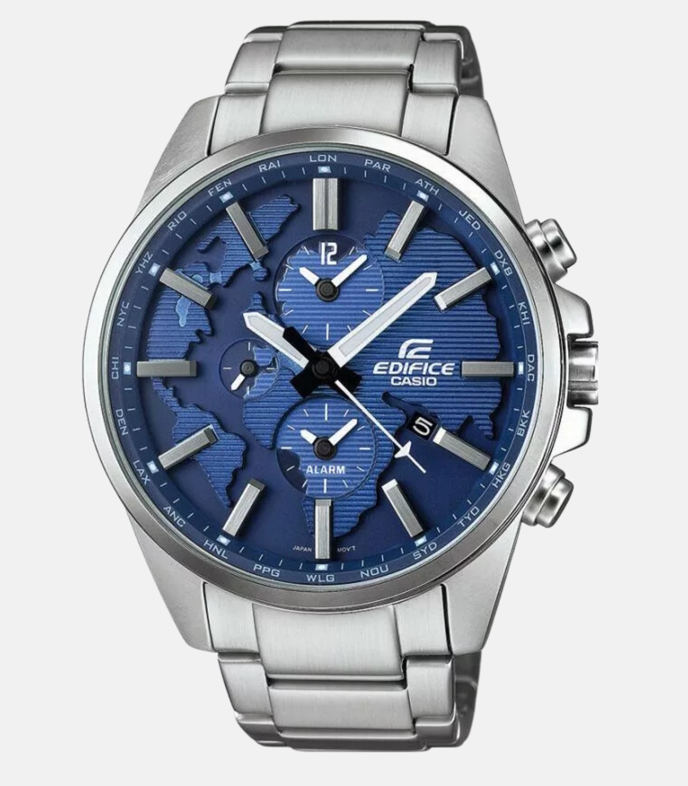 Montre Casio Homme - ETD-300D-2AVUDF - Bracelet Gris En Acier Inoxydable - Affichage analogique - Résistante À L'Eau - 12 Mois De Garantie