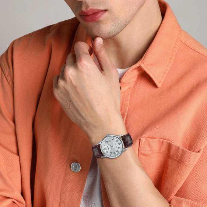 Montre Homme Casio Collection - MTP-V002L-7B2UDF - Bracelet En Cuir Marron - Affichage analogique - Résistant à l'eau