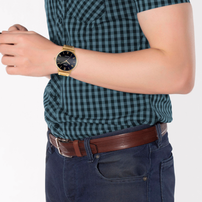 Montre Casio Homme - MTP-VT01G-1B2UDF - Bracelet Dorée En Acier Inoxydable - Affichage analogique - Résistante À L'Eau - 12 Mois De Garantie