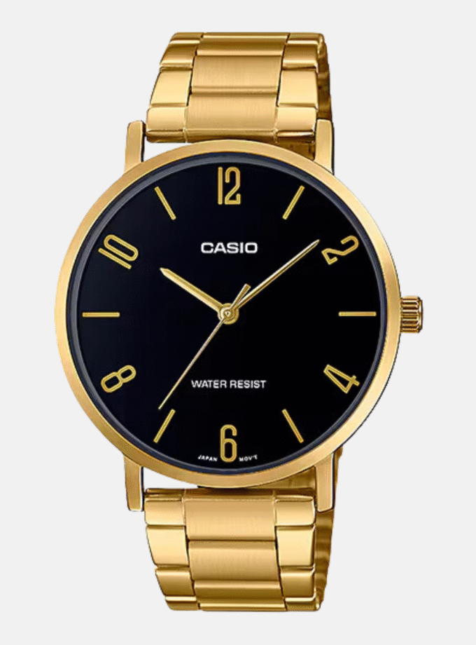 Montre Casio Homme - MTP-VT01G-1B2UDF - Bracelet Dorée En Acier Inoxydable - Affichage analogique - Résistante À L'Eau - 12 Mois De Garantie