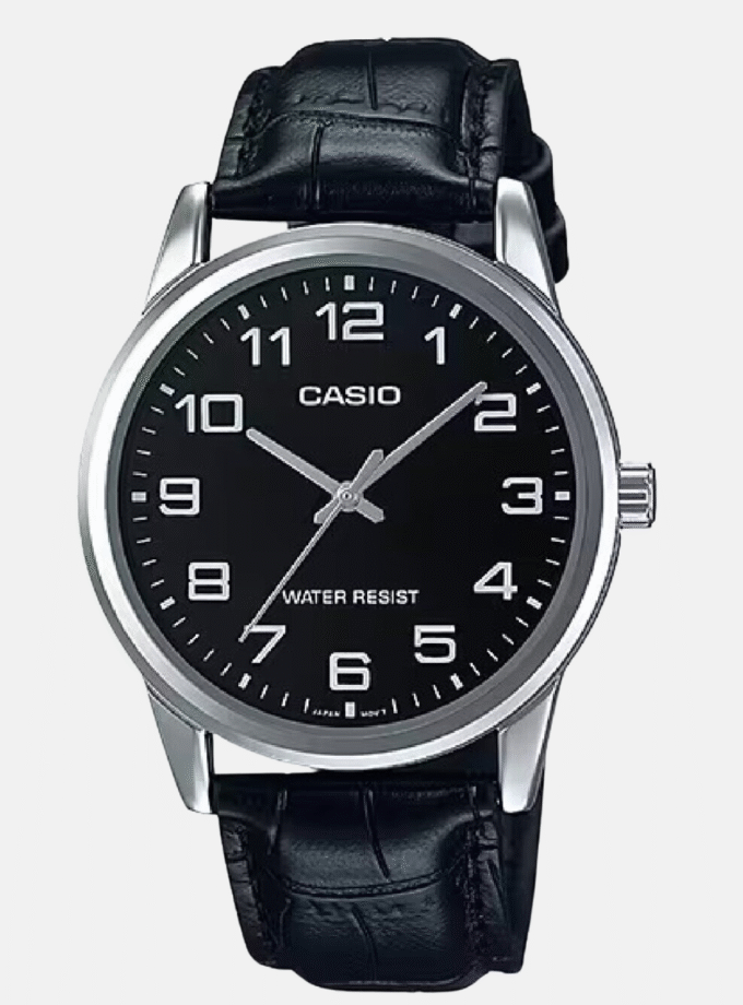 Montre Homme Casio - MTP-V001L-1BUDF - Bracelet En Cuir Noir - Affichage analogique - Résistant à l'eau