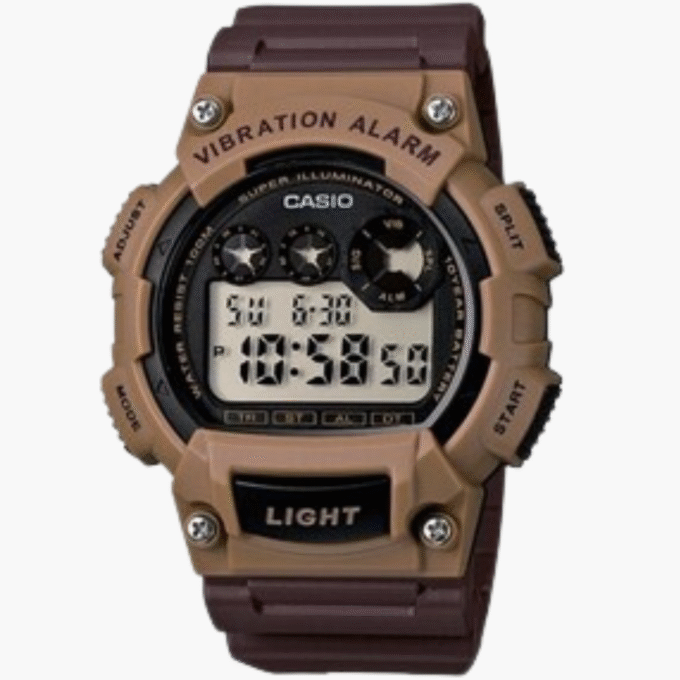 Montres Enfant Casio - W-735H-5AVDF - Bracelet Marron En Resine - Cadran Brun - Boitier En Resine - 12 Mois De Garantie