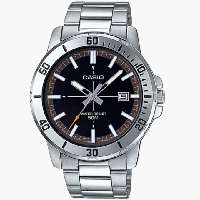 Montre Casio Homme - MTP-VD01D-1E2VUDF - Bracelet Gris En Acier Inoxydable - Résistante À L'Eau - 12 Mois De Garantie