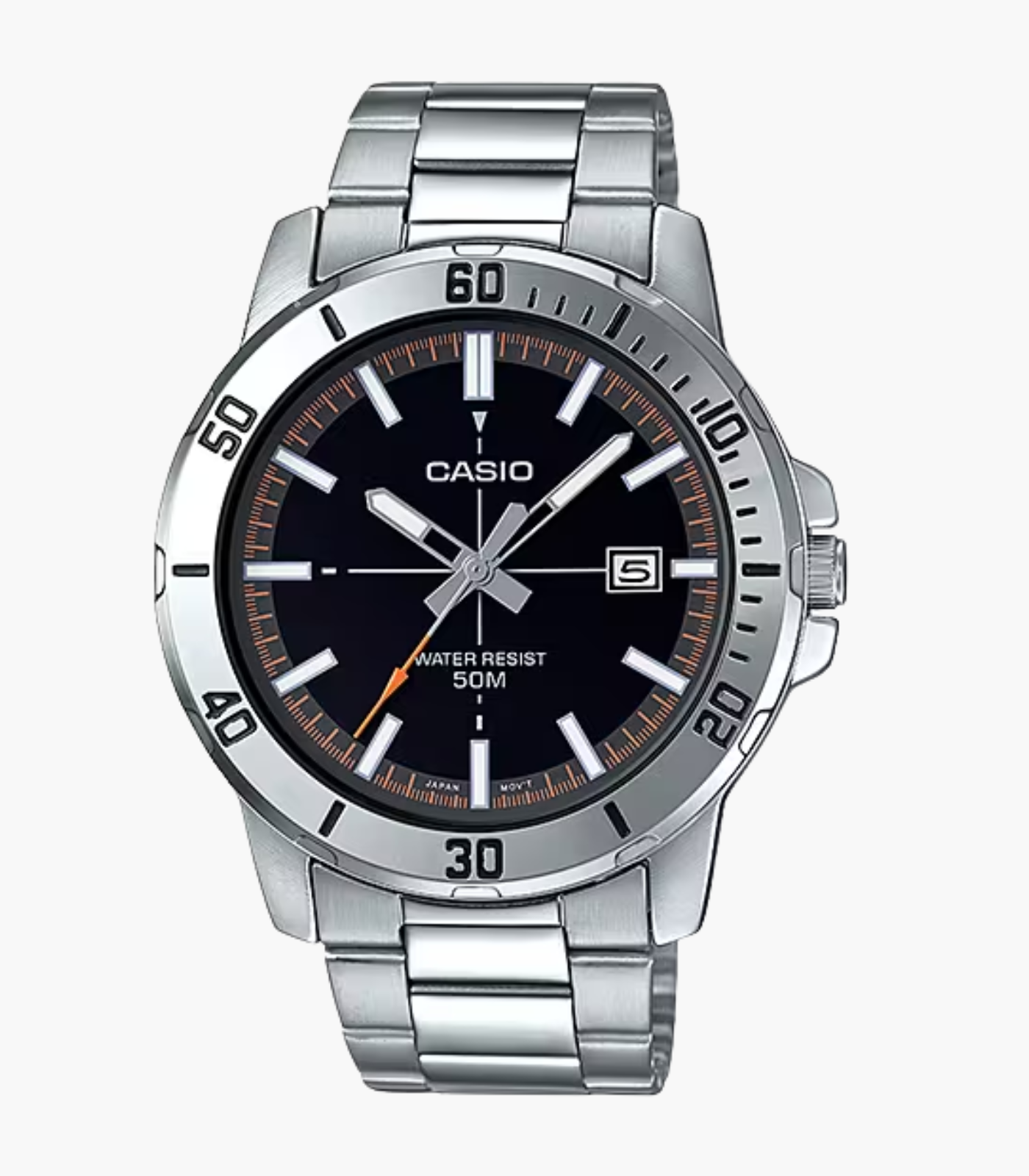 Montre Casio Homme - MTP-VD01D-1E2VUDF - Bracelet Gris En Acier Inoxydable - Résistante À L'Eau - 12 Mois De Garantie