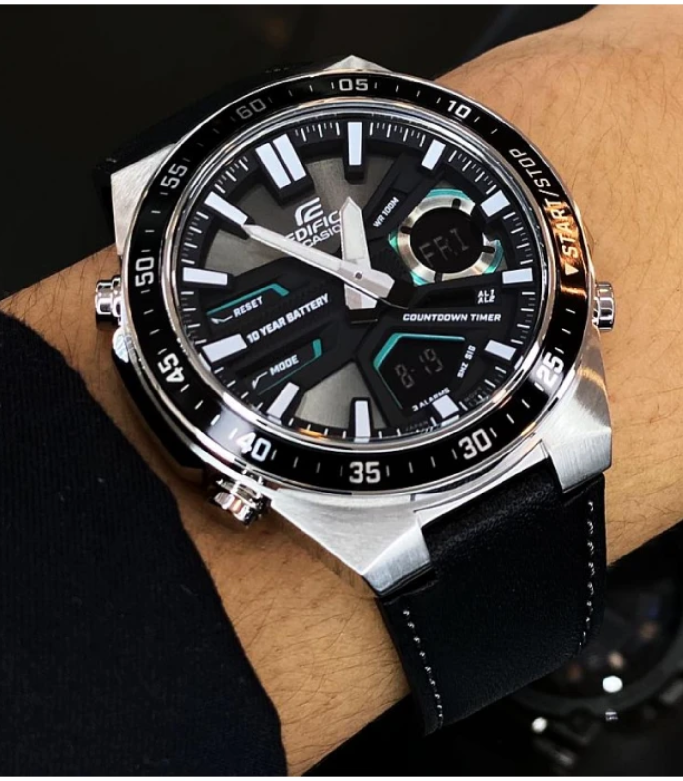 Montre Homme Casio Edifice - EFV-C110L-1AVDF - Bracelet en cuir noir - Résistant à l'eau – Image 3