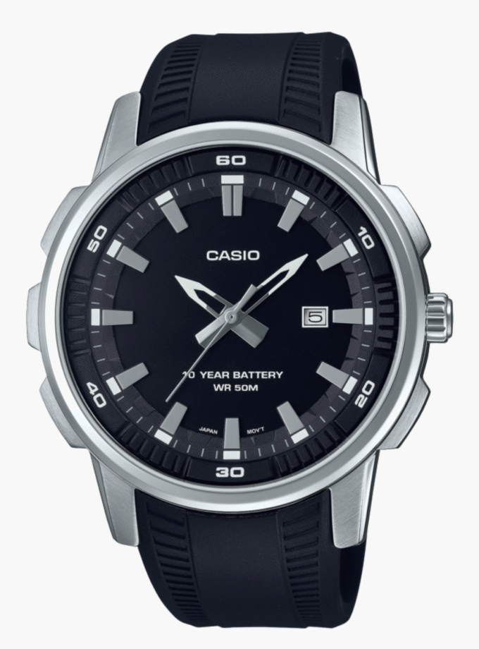 Montre Homme Casio - MTP-E195-1AVDF - Bracelet en résine noir - Résistant à l'eau