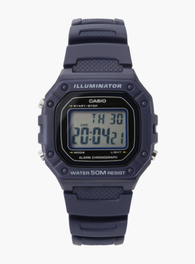 Montre Casio Unisexe - Bracelet Bleu En Resine - Boitier En Resine - Résistante À L'Eau - 12 Mois De Garantie - W-218H-2Avdf