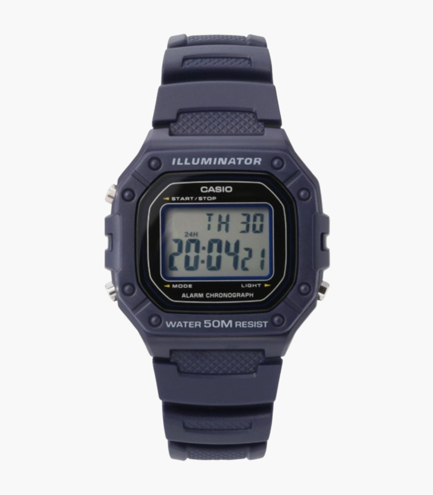 Montre Casio Unisexe - Bracelet Bleu En Resine - Boitier En Resine - Résistante À L'Eau - 12 Mois De Garantie - W-218H-2Avdf