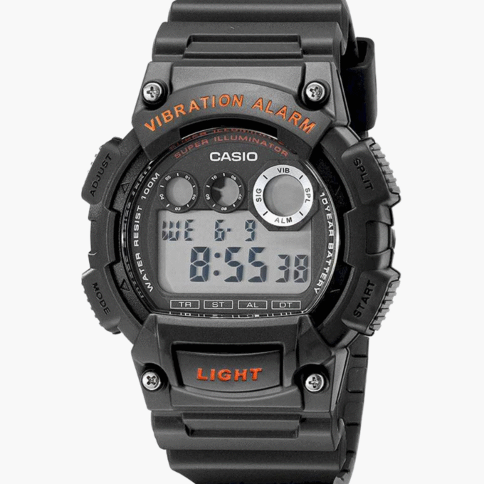 Montre Casio Homme - Bracelet Noir En Resine - Boitier En Resine - Résistante À L'Eau - 12 Mois De Garantie - W-735H-8Avdf