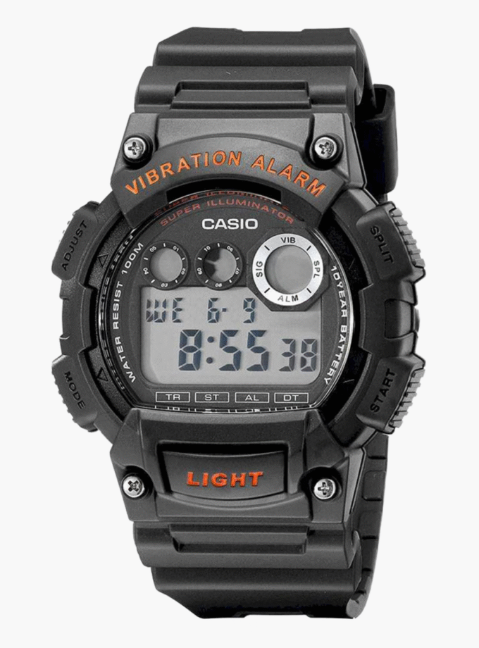 Montre Casio Homme - Bracelet Noir En Resine - Boitier En Resine - Résistante À L'Eau - 12 Mois De Garantie - W-735H-8Avdf