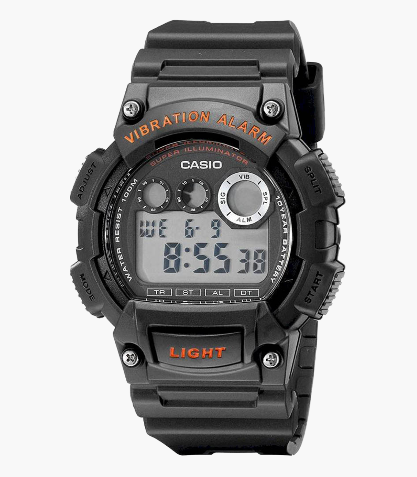 Montre Casio Homme - Bracelet Noir En Resine - Boitier En Resine - Résistante À L'Eau - 12 Mois De Garantie - W-735H-8Avdf