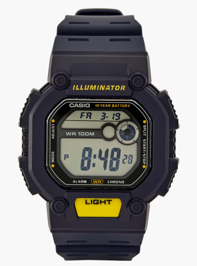 Montre Casio Homme -  W-737H-2AVDF - Bracelet Bleu En Resine - Boitier En Resine - Résistante À L'Eau - 12 Mois De Garantie