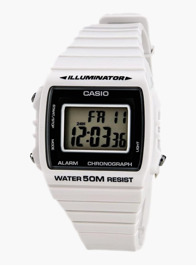 Montre Casio Homme - Bracelet Blanc En Resine - Cadran Blanc - Boitier En Resine - 12 Mois De Garantie - W-215H-7Avdf