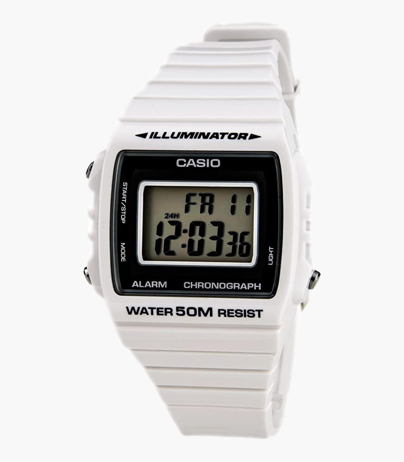 Montre Casio Homme - Bracelet Blanc En Resine - Cadran Blanc - Boitier En Resine - 12 Mois De Garantie - W-215H-7Avdf
