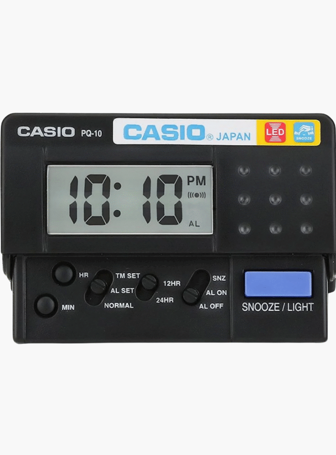 Casio Neuf Pq-10D-1R Petit Noir Led Numérique Voyage Affichage Lcd Réveil Pq-10