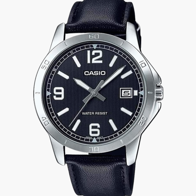 Montre Homme Casio - MTP-V004L-1BUDF - Bracelet en cuir noir - Résistant à l'eau