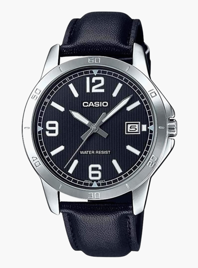 Montre Homme Casio - MTP-V004L-1BUDF - Bracelet en cuir noir - Résistant à l'eau