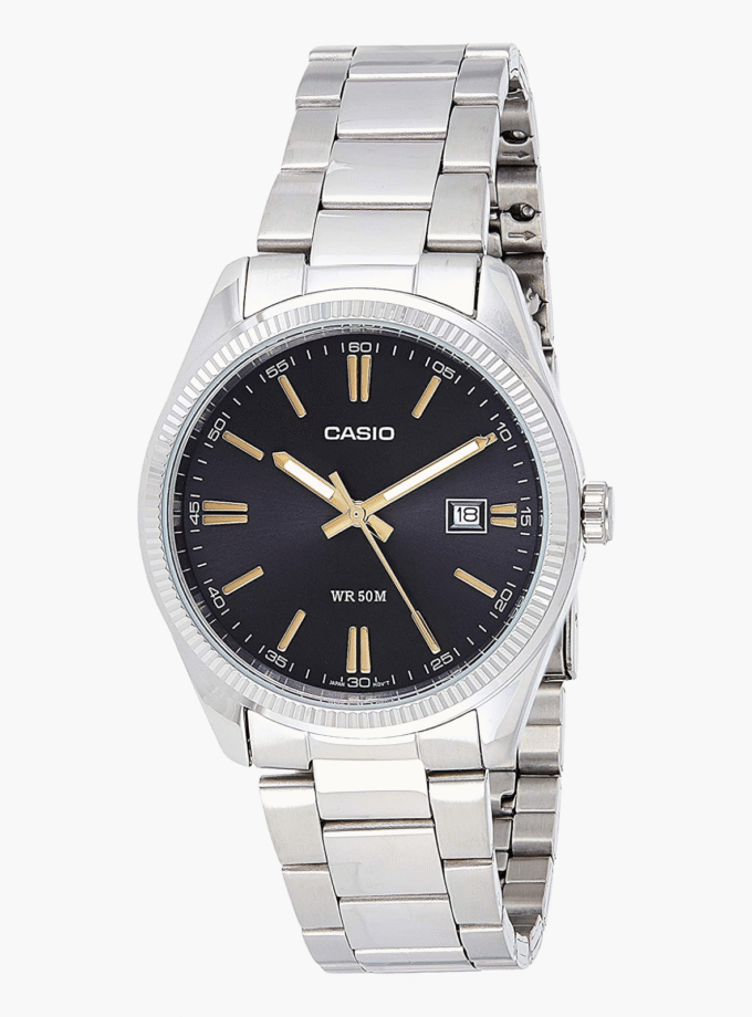 Montre Casio Homme - Bracelet Gris En Acier Inoxydable - Résistante À L'Eau - 12 Mois De Garantie - Mtp-1302D-1A2Vdf