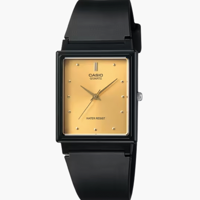 Montre Casio Unisexe - Bracelet Noir En Resine -Boitier En Resine - Résistante À L'Eau - 12 Mois De Garantie - Mq-38-9Adf