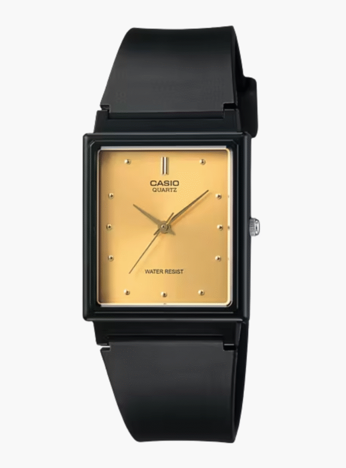 Montre Casio Unisexe - Bracelet Noir En Resine -Boitier En Resine - Résistante À L'Eau - 12 Mois De Garantie - Mq-38-9Adf