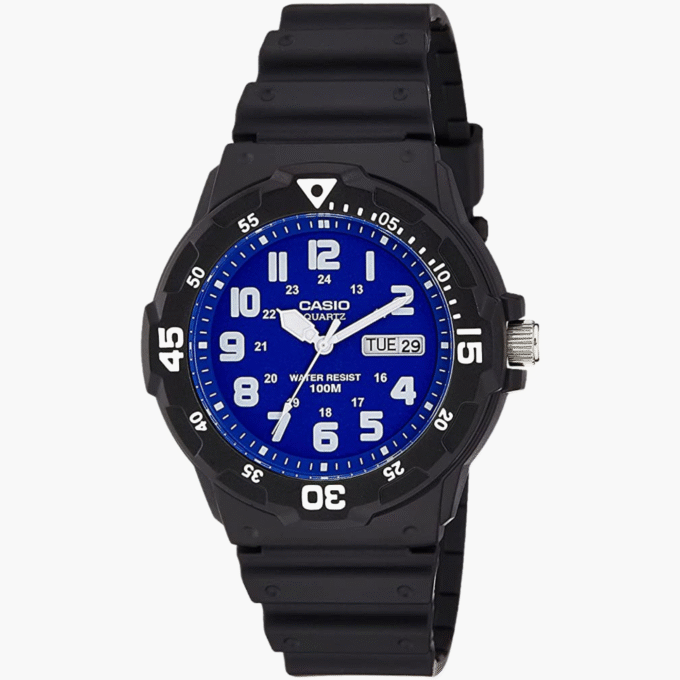 Montre Casio Jeunesse - Bracelet Noir En Resine - Résistante À L'Eau - 12 Mois De Garantie - Mrw-200H-2B2Vdf