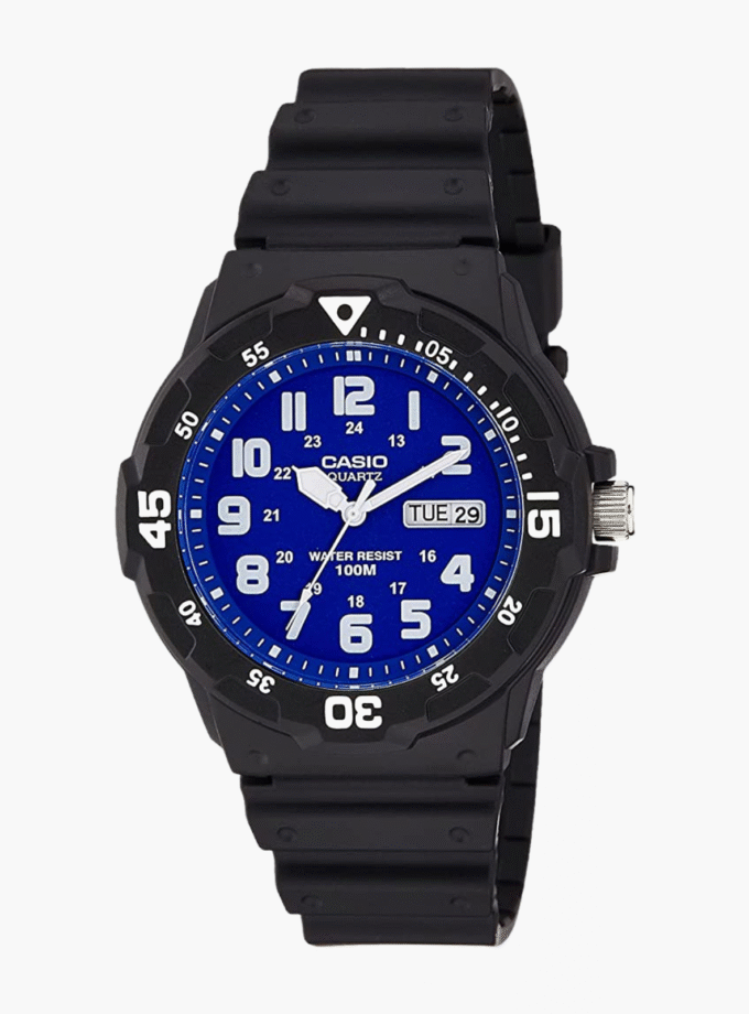 Montre Casio Jeunesse - Bracelet Noir En Resine - Résistante À L'Eau - 12 Mois De Garantie - Mrw-200H-2B2Vdf