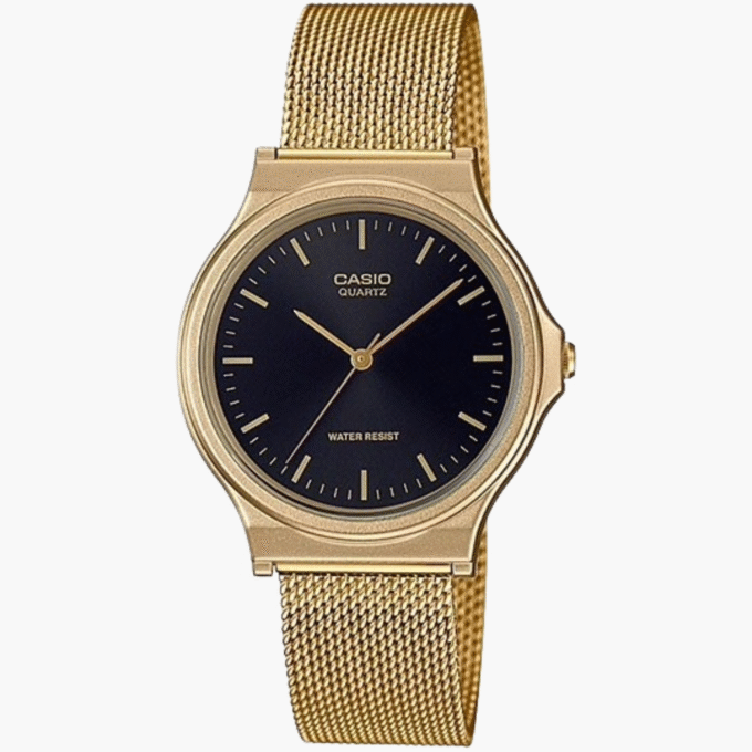 Montre Casio Homme - Bracelet Dorée En Resine -Boitier En Resine - Résistante À L'Eau - 12 Mois De Garantie - Mq-24Mg-1Edf