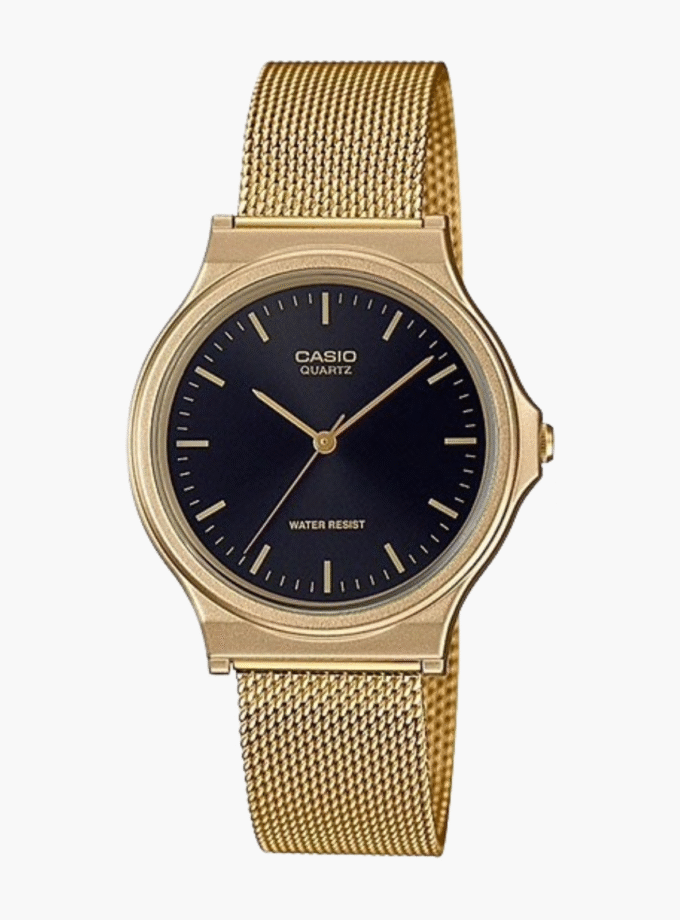 Montre Casio Homme - Bracelet Dorée En Resine -Boitier En Resine - Résistante À L'Eau - 12 Mois De Garantie - Mq-24Mg-1Edf