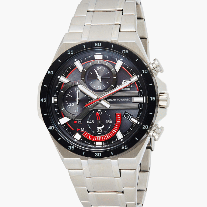 Montre Homme Casio Edifice - Eqs-920Db-1Avudf - Bracelet Gris En Acier Inoxydable - Chronographe À Énergie Solaire - Résistance À L'Eau 10 Atm