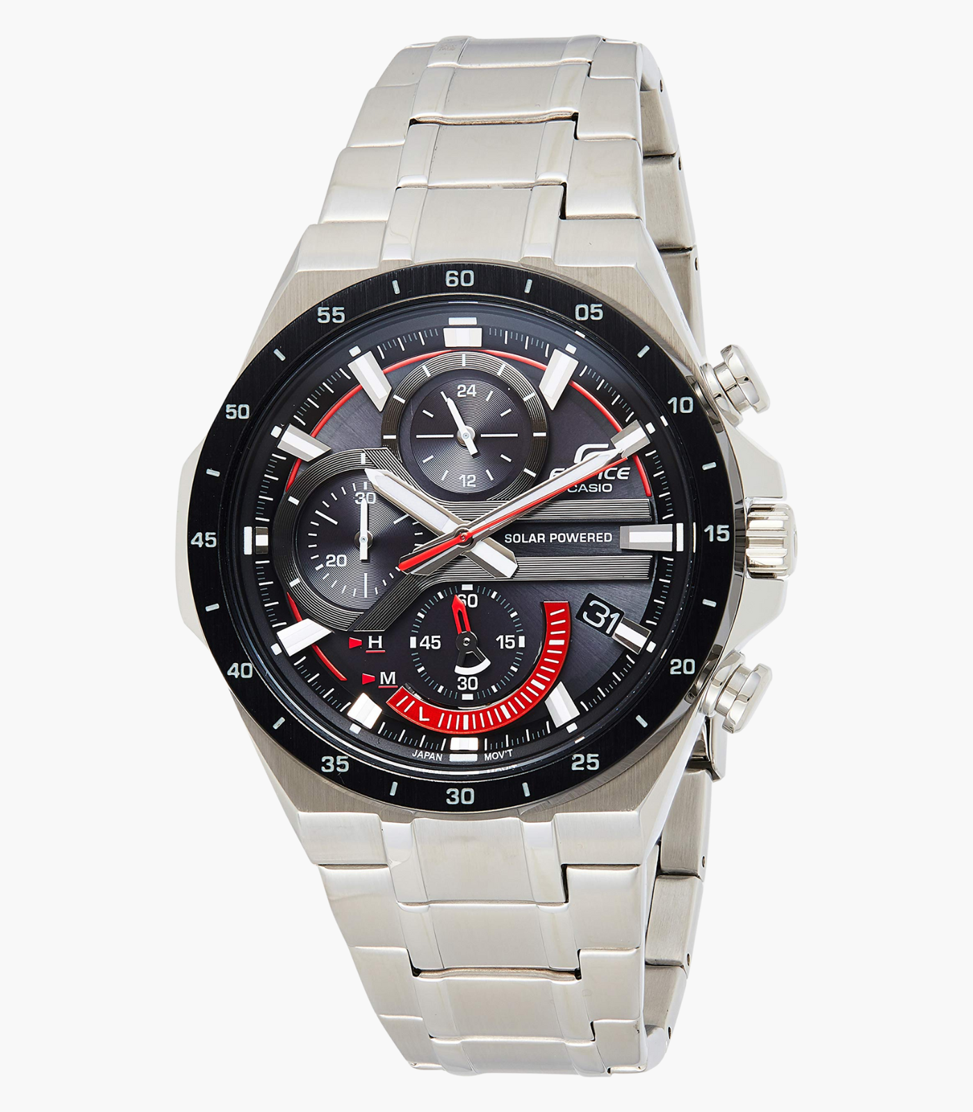 Montre Homme Casio Edifice - Eqs-920Db-1Avudf - Bracelet Gris En Acier Inoxydable - Chronographe À Énergie Solaire - Résistance À L'Eau 10 Atm