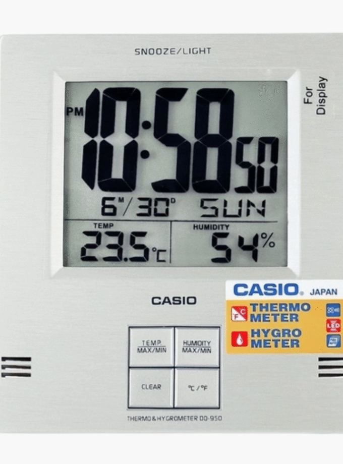 Horloge De Bureau Casio Avec Thermomètre Et Hygromètre Dq-950S-8Df