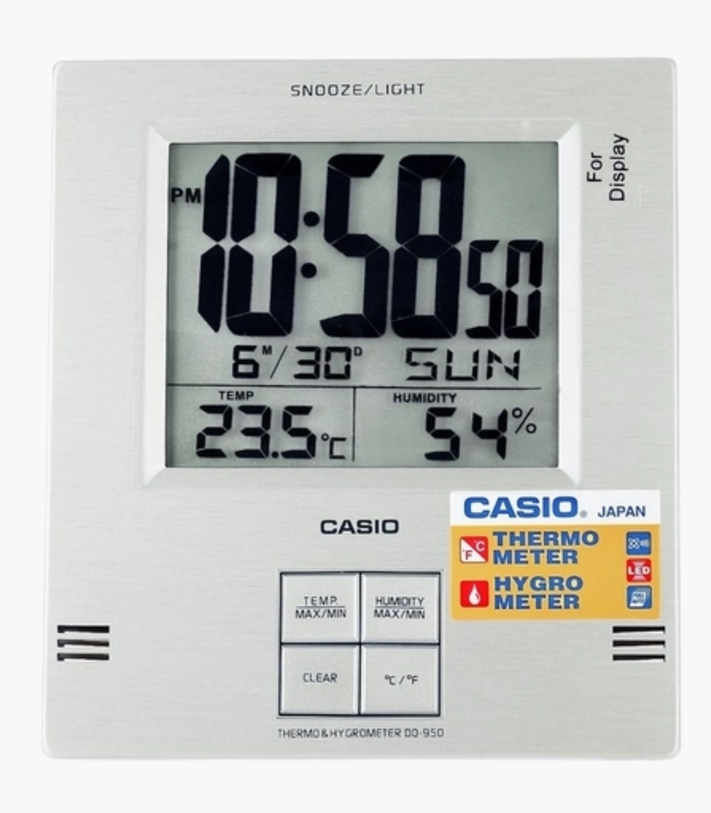 Horloge De Bureau Casio Avec Thermomètre Et Hygromètre Dq-950S-8Df