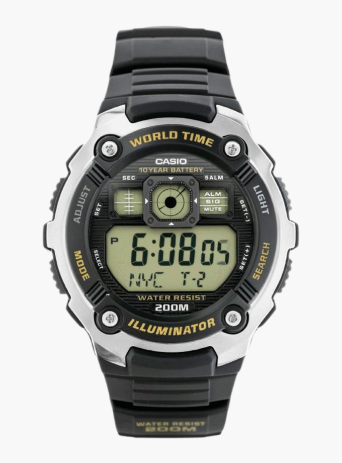 Montres Enfant Casio - AE-2000W-9AVDF - Bracelet Noir En Resine -Boitier En Resine - Résistante À L'Eau - 12 Mois De Garantie