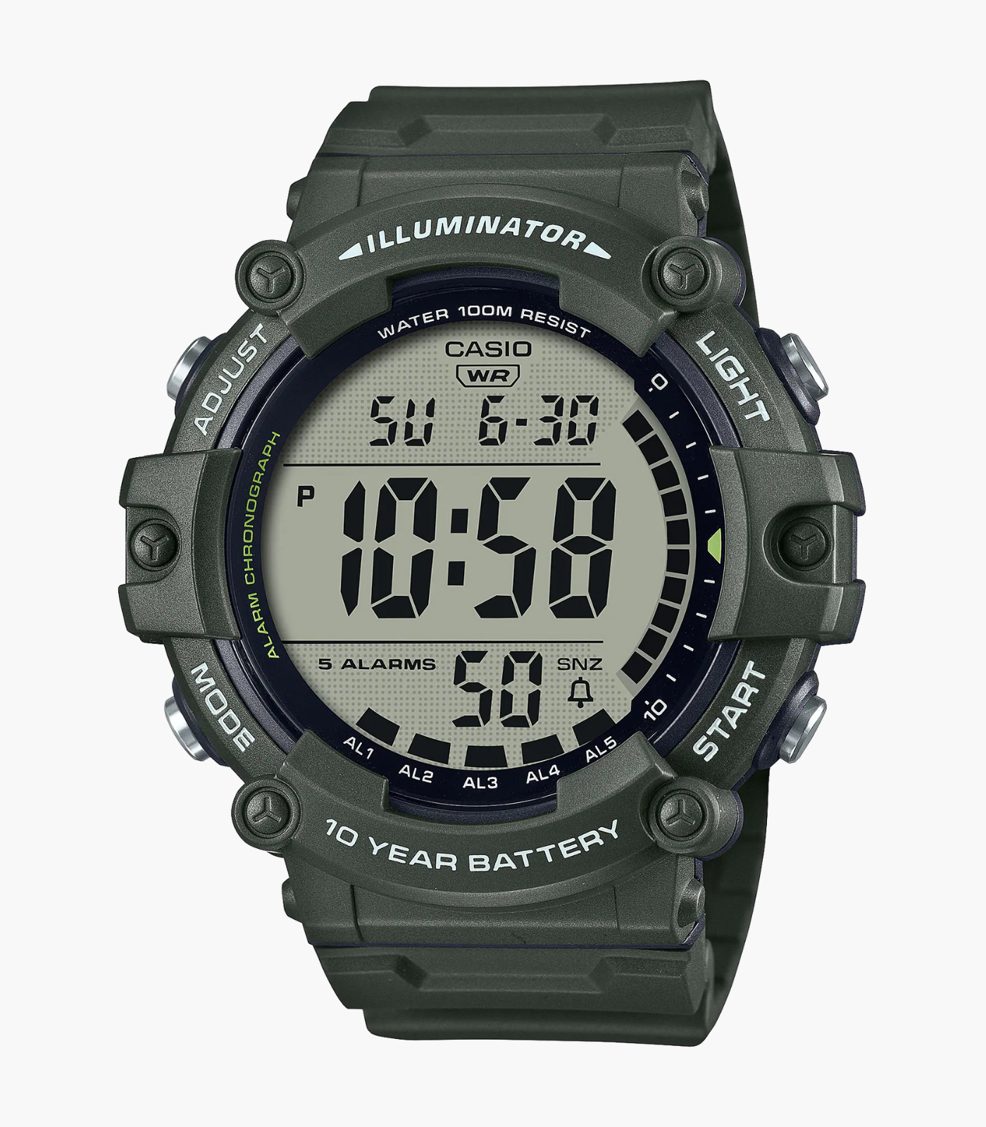 Montre Homme Casio - Bracelet Noir En Résine - Résistance À L'Eau 100 Mètres - Ae-1500Whx-3Avdf