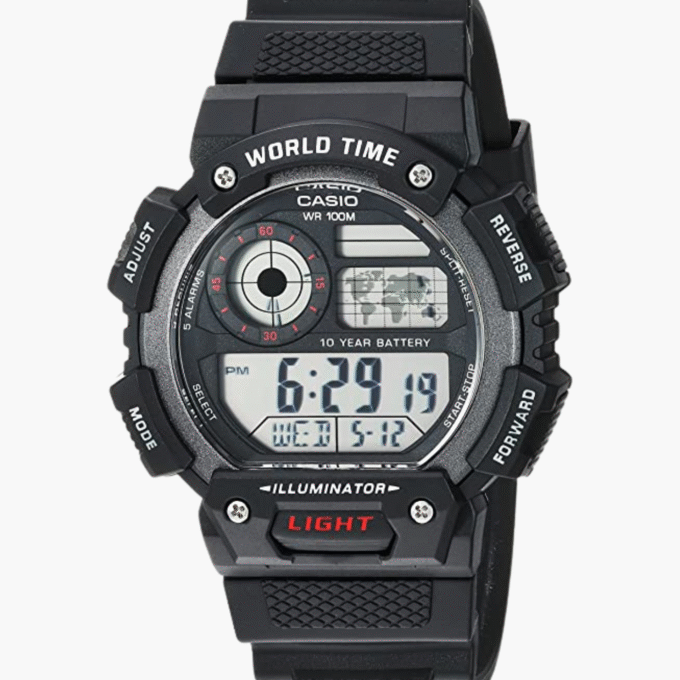 Montre Casio Homme - Bracelet Noir En Resine - Boitier En Resine - Résistante À L'Eau - 12 Mois De Garantie - Ae-1400Wh-1Avdf