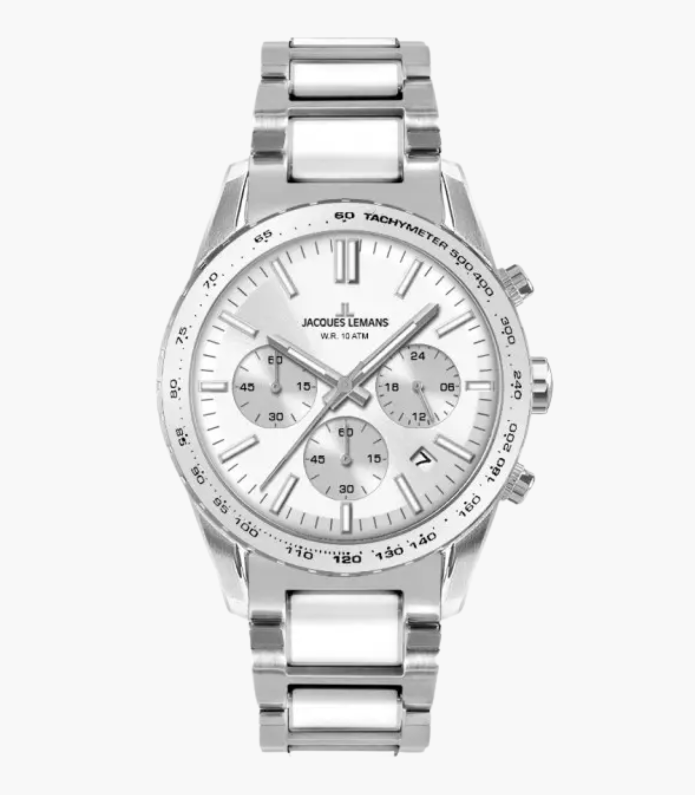 Montre Jacques Lemans Homme - Bracelet En Acier Inoxydable Multicolore - Cadran Blanc - Etanche - Garantie 12 mois - 1-2059H