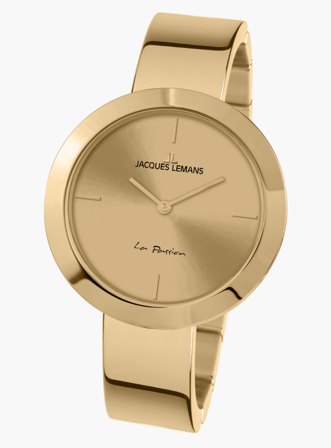 Montre Jacques Lemans Femme - 1-2031K - Bracelet En Acier Inoxydable Doré - Cadran Doré - Etanche - Garantie 12 mois