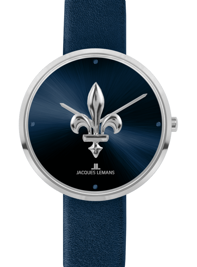 Montre Jacques Lemans Femme - Bracelet En Cuir Véritable Bleu - Cadran Bleu - Etanche - Garantie 12 mois - 1-2092D