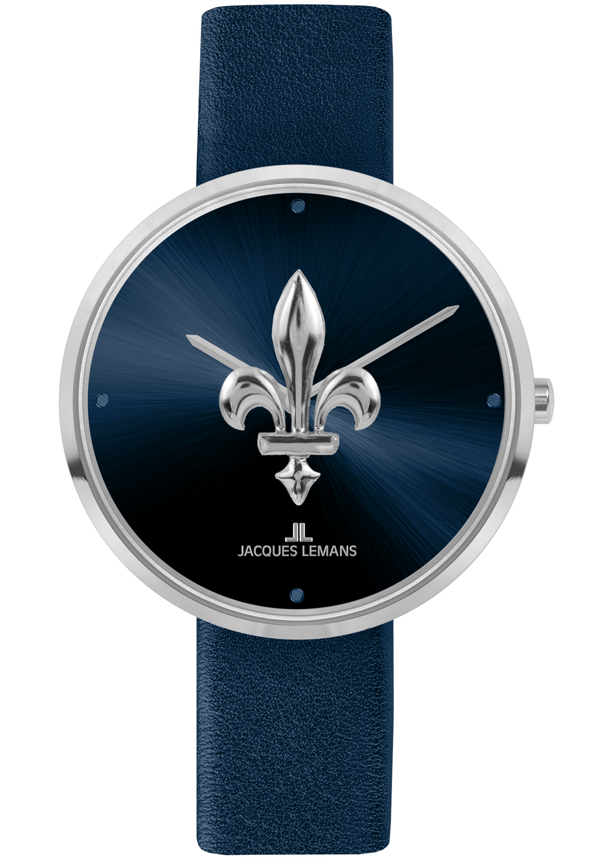 Montre Jacques Lemans Femme - Bracelet En Cuir Véritable Bleu - Cadran Bleu - Etanche - Garantie 12 mois - 1-2092D