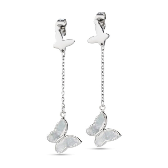 Boucles dOreilles Papillon - Sector - Femme - Cristaux, Style Décontracté, Collection Nature & Amour, Fermeture Papillon - Acier Hypoallergénique - SAGI16