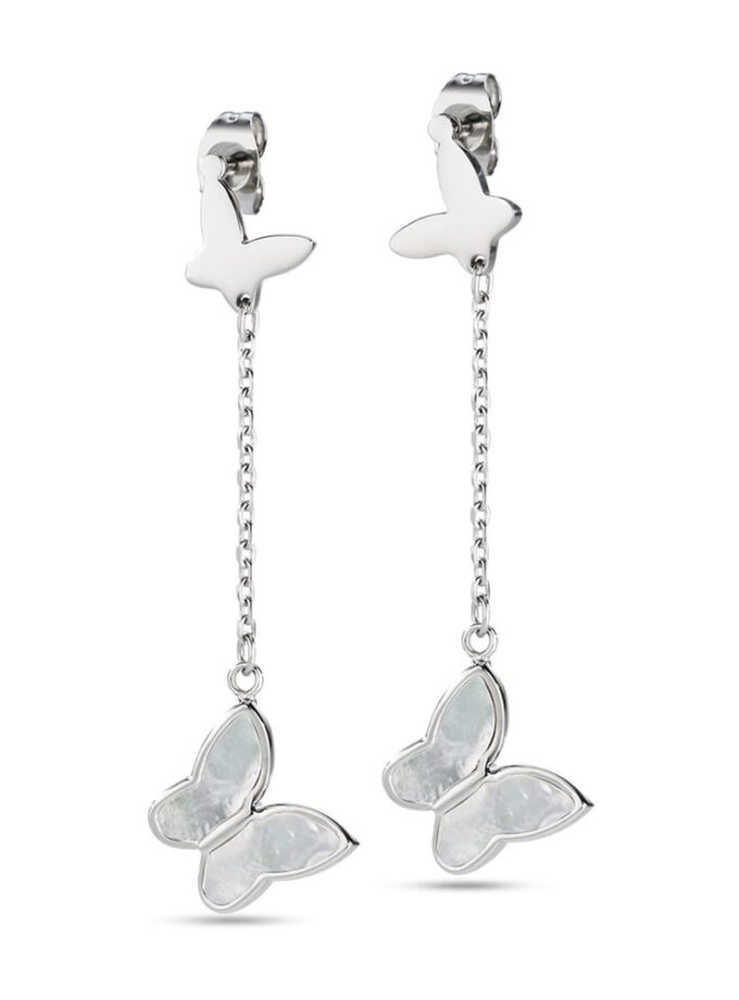 Boucles dOreilles Papillon - Sector - Femme - Cristaux, Style Décontracté, Collection Nature & Amour, Fermeture Papillon - Acier Hypoallergénique - SAGI16